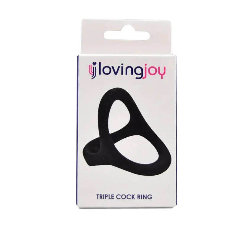 Loving Joy Silicone Cock and Ball Ring - Triple Ring Design for Enhanced Erections and Comfort