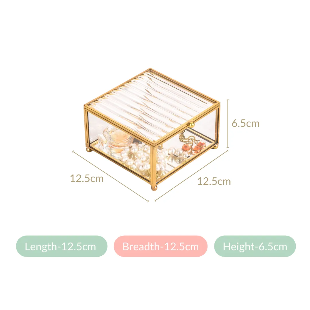 Luxe Fluted Lid Glass Vanity Box