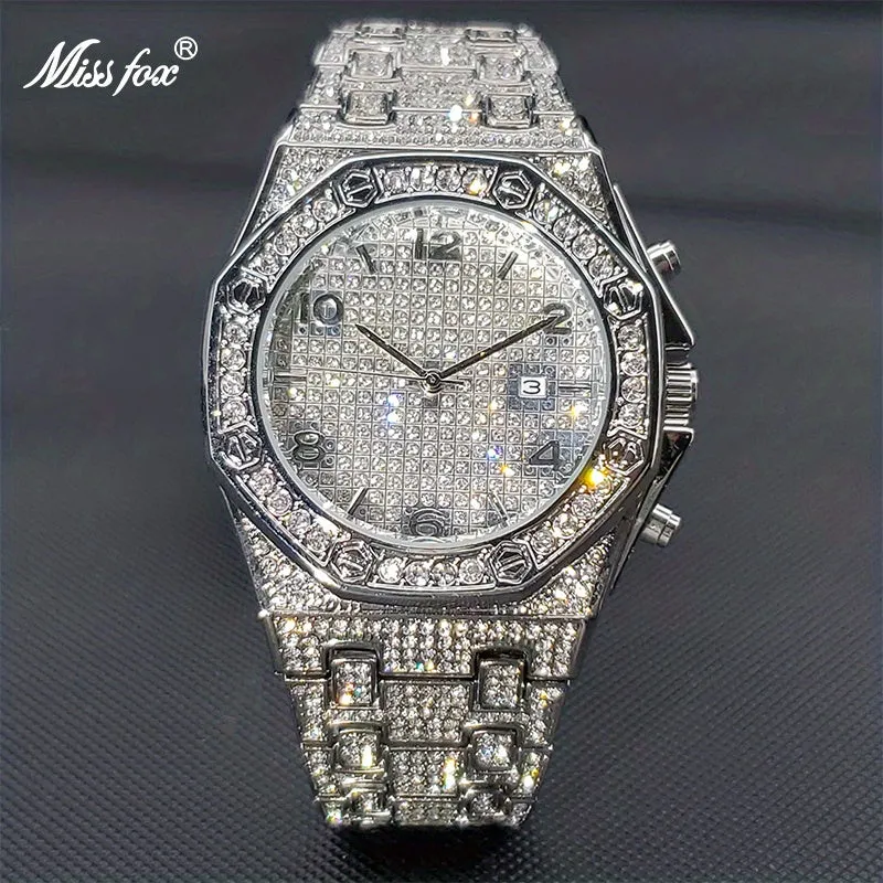 Luxury Gold Rhinestone Mens Watch