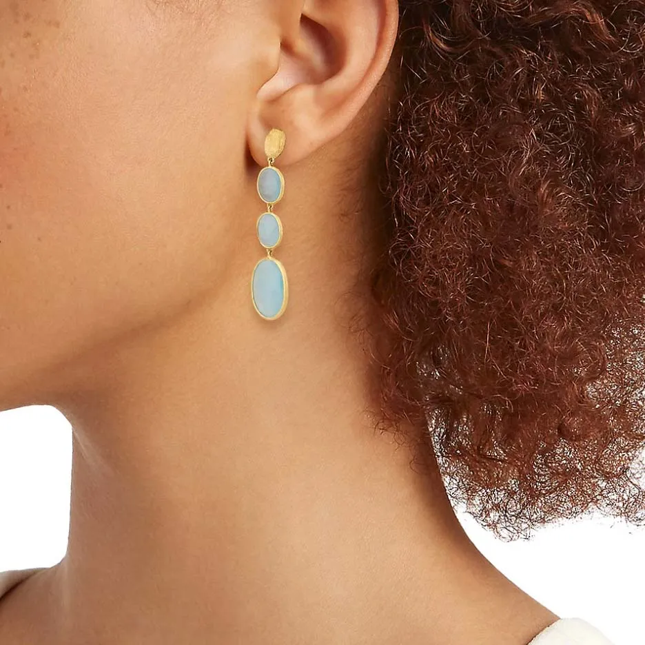 Marco Bicego Siviglia 18K Yellow Gold Aquamarine Four Drop Earrings