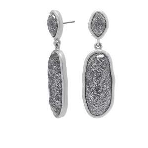 Matte Silvertone Celestial Stone Earring