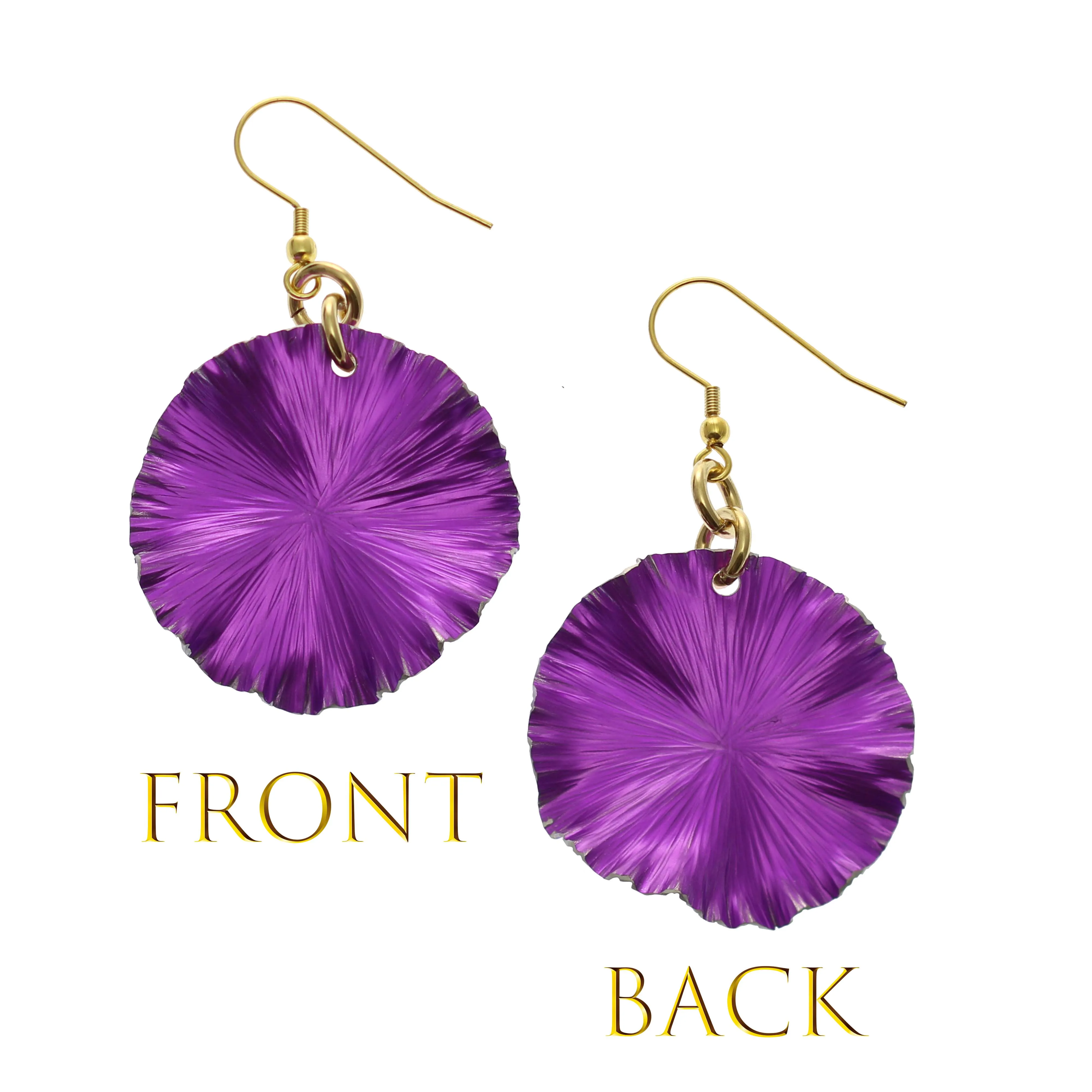 Medium Violet Anodized Aluminum Lily Pad Earrings