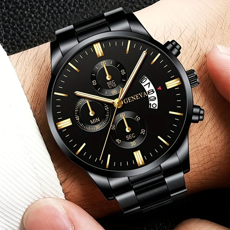 Mens Quartz Calendar Wristwatch