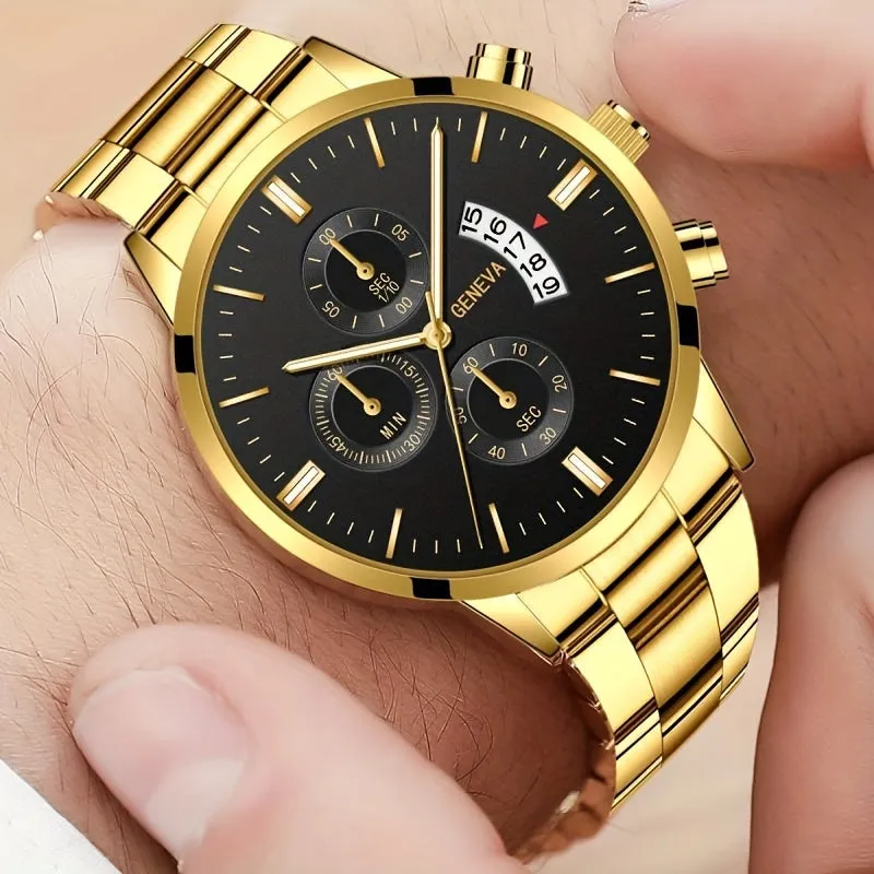 Mens Quartz Calendar Wristwatch