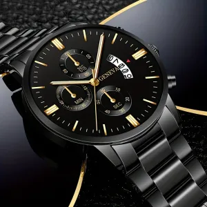 Mens Quartz Calendar Wristwatch