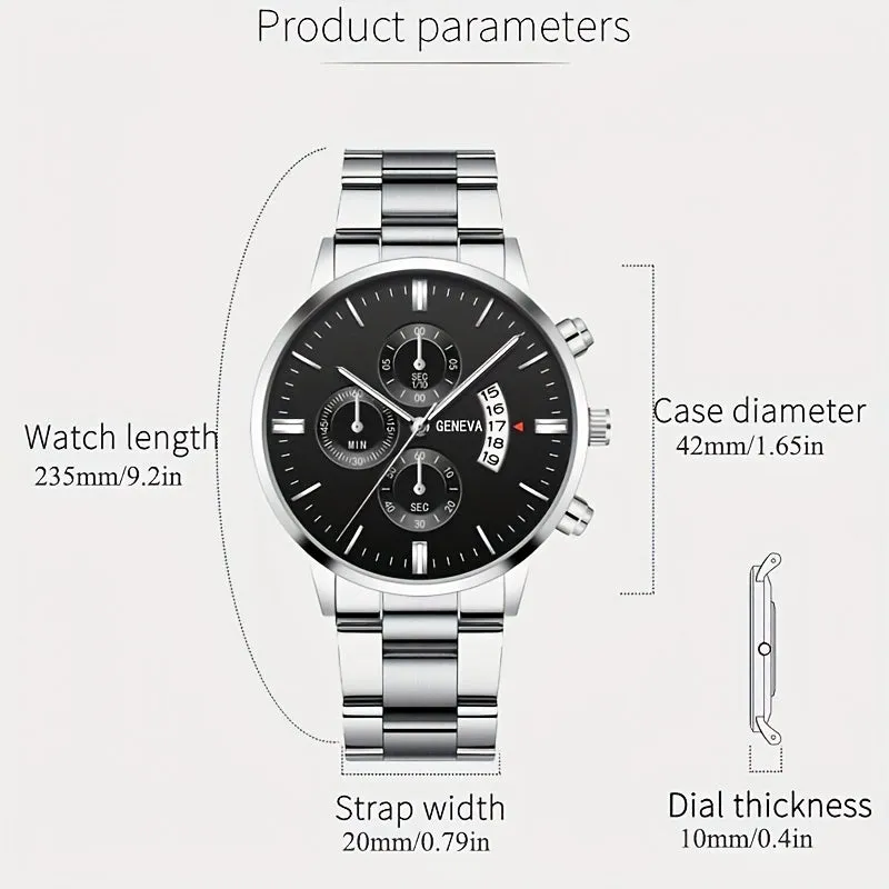 Mens Quartz Calendar Wristwatch