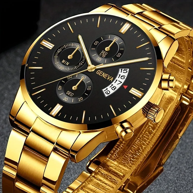 Mens Quartz Calendar Wristwatch