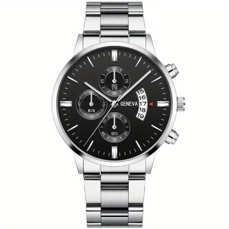 Mens Quartz Calendar Wristwatch