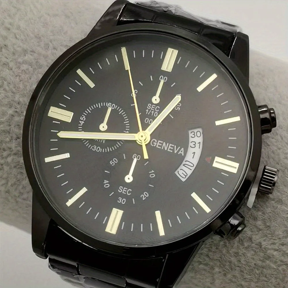 Mens Quartz Calendar Wristwatch
