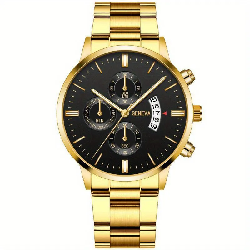 Mens Quartz Calendar Wristwatch