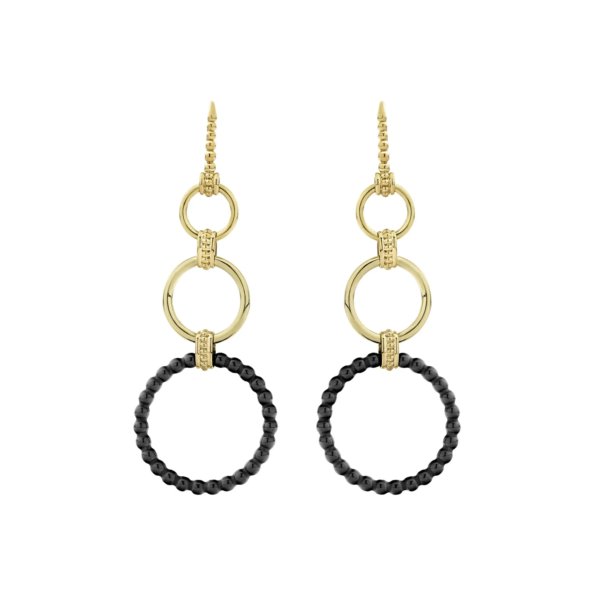 Meridian 18K Gold and Ceramic Circle Drop Earrings