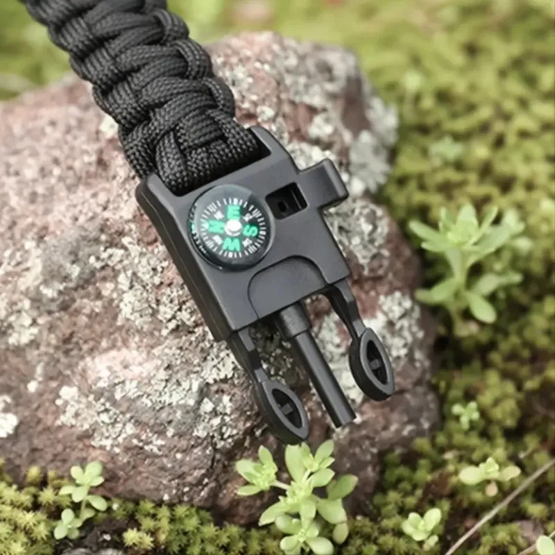 Minimalist Compass Camping Fire Starter Kit Tactical Bracelet For Men