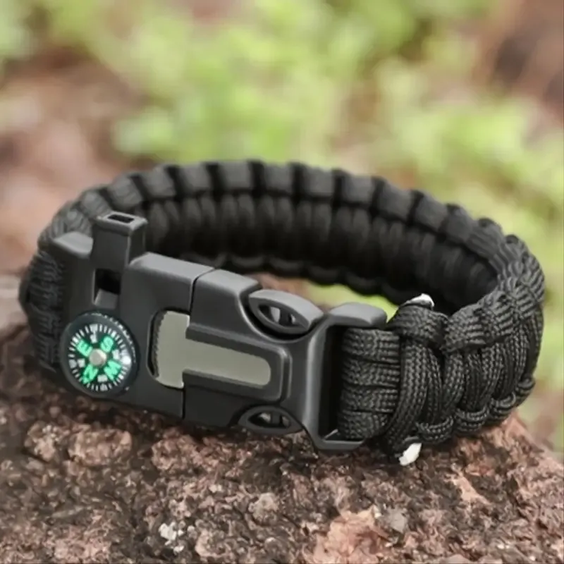Minimalist Compass Camping Fire Starter Kit Tactical Bracelet For Men