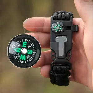 Minimalist Compass Camping Fire Starter Kit Tactical Bracelet For Men