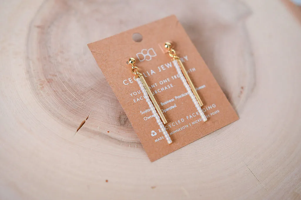 Moonbeam Seed Bead Drop Earrings