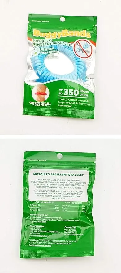 Mosquito Bracelets, 30 Pack Individually Wrapped, DEET Free, Natural and Waterproof Band