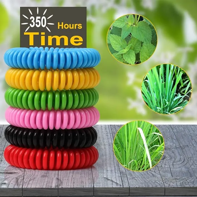 Mosquito Bracelets, 30 Pack Individually Wrapped Wristbands, DEET Free, Natural and Waterproof Bands, Camping Travel Essentials