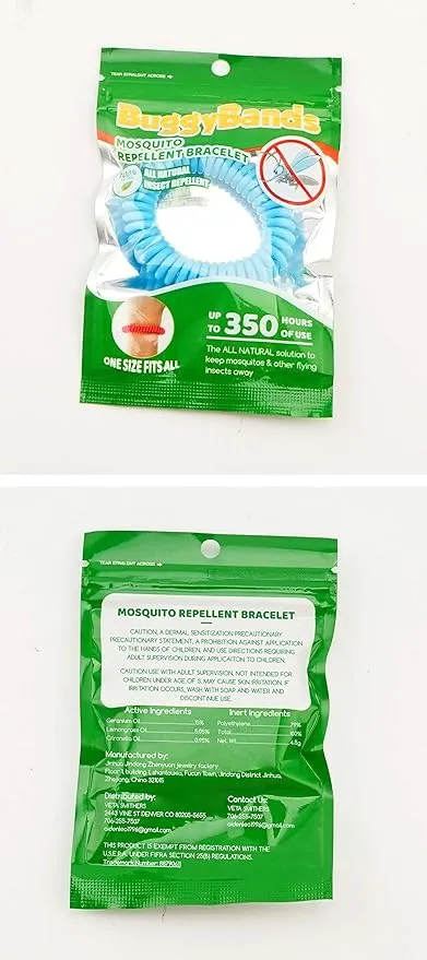 Mosquito Bracelets, 48 Pack Individually Wrapped, DEET Free, Natural and Waterproof Band