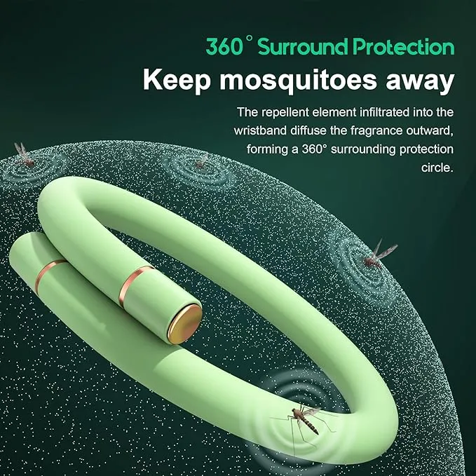 Mosquito Bracelets, Insect & Pest Mosquito Bands for Adults and Kids, DEET Free, Mosquito Wristbands Outdoor Patio Hiking Camping Gear Must Haves (10 Replacement Cores - Green)
