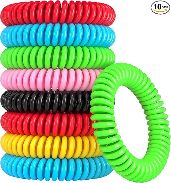 Mosquito Repellent Bracelets, 10 Pack DEET-Free Mosquito Bands, Individually Wrapped Waterproof Repellent Wristbands for Adults and Kids