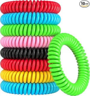 Mosquito Repellent Bracelets, 10 Pack DEET-Free Mosquito Bands, Individually Wrapped Waterproof Repellent Wristbands for Adults and Kids