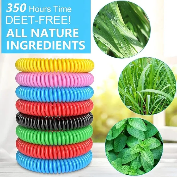 Mosquito Repellent Bracelets, 10 Pack DEET-Free Mosquito Bands, Individually Wrapped Waterproof Repellent Wristbands for Adults and Kids