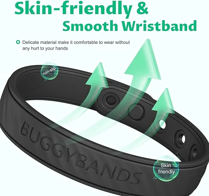 Mosquito Repellent Bracelets, 2 Pack Silicone Mosquito Repellent Bands with DEET Free, Natural & Waterproof Bug Wristbands for Kids and Adults, Outdoor Traveling Protection (Black&Grey)