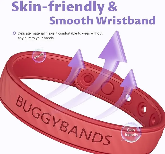 Mosquito Repellent Bracelets, 2 Pack Silicone Mosquito Repellent Bands with DEET Free, Natural & Waterproof Bug Wristbands for Kids and Adults, Outdoor Traveling Protection (Red&Purple)