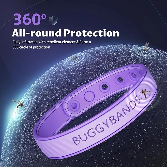 Mosquito Repellent Bracelets, 2 Pack Silicone Mosquito Repellent Bands with DEET Free, Natural & Waterproof Bug Wristbands for Kids and Adults, Outdoor Traveling Protection (Red&Purple)