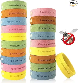 Mosquito Repellent Bracelets 20 Pack, DEET-Free Mosquito Repellent Bands for Kids and Adults, Individually Wrapped Insect Bug Repellent Wristbands for Indoor and Outdoor Use