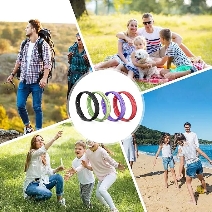 Mosquito Repellent Bracelets, 4 Pack Silicone Mosquito Repellent Bands with DEET Free, Natural & Waterproof Bug Wristbands for Kids and Adults, Outdoor Traveling Protection