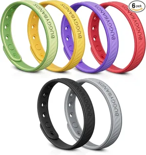 Mosquito Repellent Bracelets, 6 Pack Silicone Mosquito Repellent Bands with DEET Free, Natural & Waterproof Bug Wristbands for Kids and Adults, Outdoor Traveling Protection