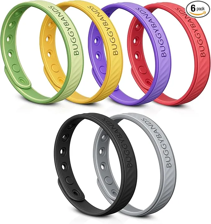 Mosquito Repellent Bracelets, 6 Pack Silicone Mosquito Repellent Bands with DEET Free, Natural & Waterproof Bug Wristbands for Kids and Adults, Outdoor Traveling Protection