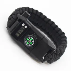 Multi-function 7-in-1 Survival Bracelet - Paracord Bangles with Compass, Whistle for Outdoor Camping, Hiking, Rescue, Emergency