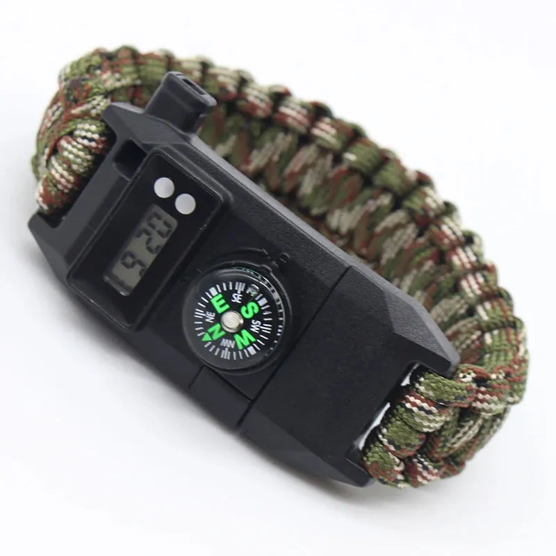 Multi-function 7-in-1 Survival Bracelet - Paracord Bangles with Compass, Whistle for Outdoor Camping, Hiking, Rescue, Emergency