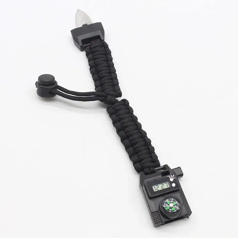 Multi-function 7-in-1 Survival Bracelet - Paracord Bangles with Compass, Whistle for Outdoor Camping, Hiking, Rescue, Emergency