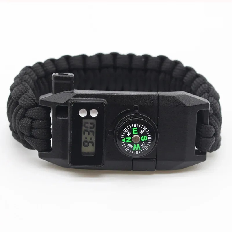 Multi-function 7-in-1 Survival Bracelet - Paracord Bangles with Compass, Whistle for Outdoor Camping, Hiking, Rescue, Emergency