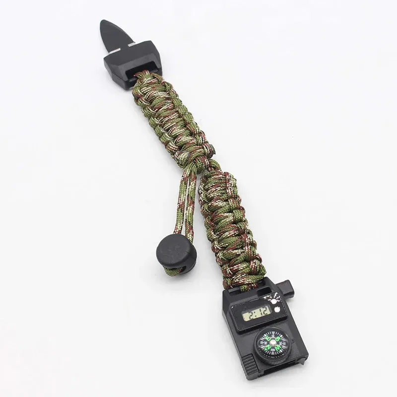 Multi-function 7-in-1 Survival Bracelet - Paracord Bangles with Compass, Whistle for Outdoor Camping, Hiking, Rescue, Emergency