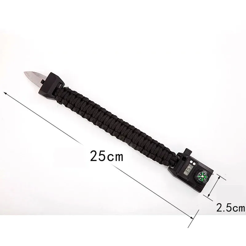 Multi-function 7-in-1 Survival Bracelet - Paracord Bangles with Compass, Whistle for Outdoor Camping, Hiking, Rescue, Emergency