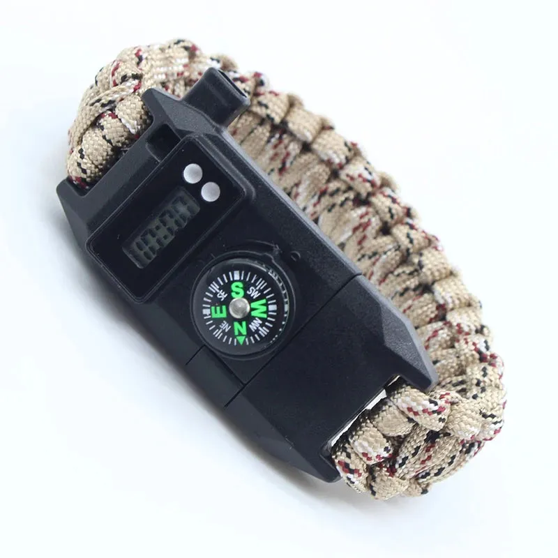 Multi-function 7-in-1 Survival Bracelet - Paracord Bangles with Compass, Whistle for Outdoor Camping, Hiking, Rescue, Emergency