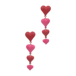 Multiple Heart Bead Post Drop Earrings