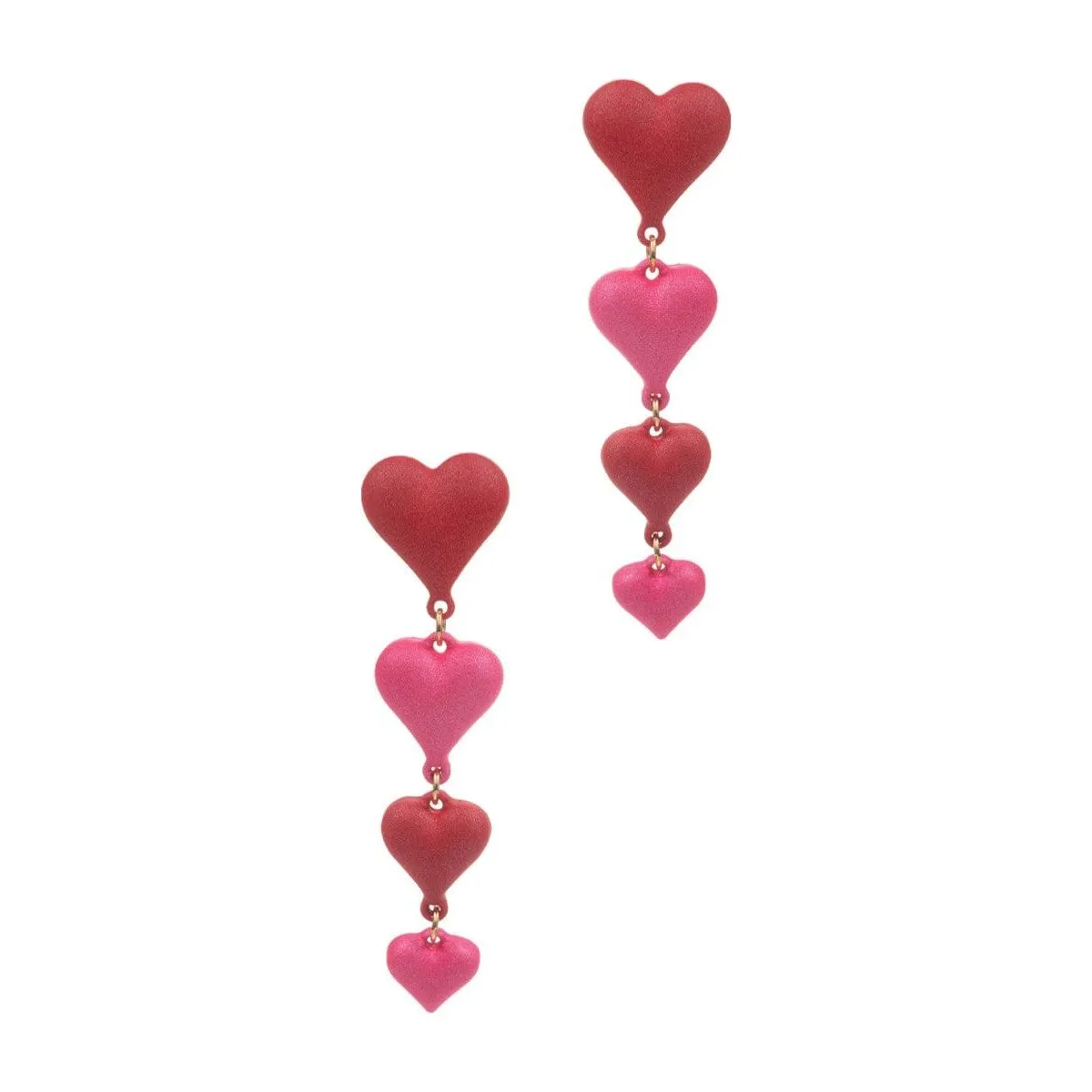 Multiple Heart Bead Post Drop Earrings