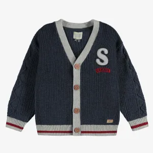Navy Grey Knitted Cardigan Relax Fit