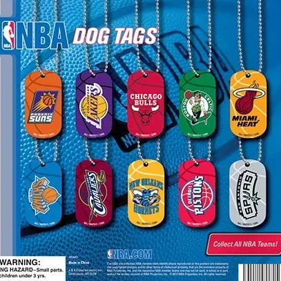 NBA Dog Tag Necklaces in 2 inch Capsules