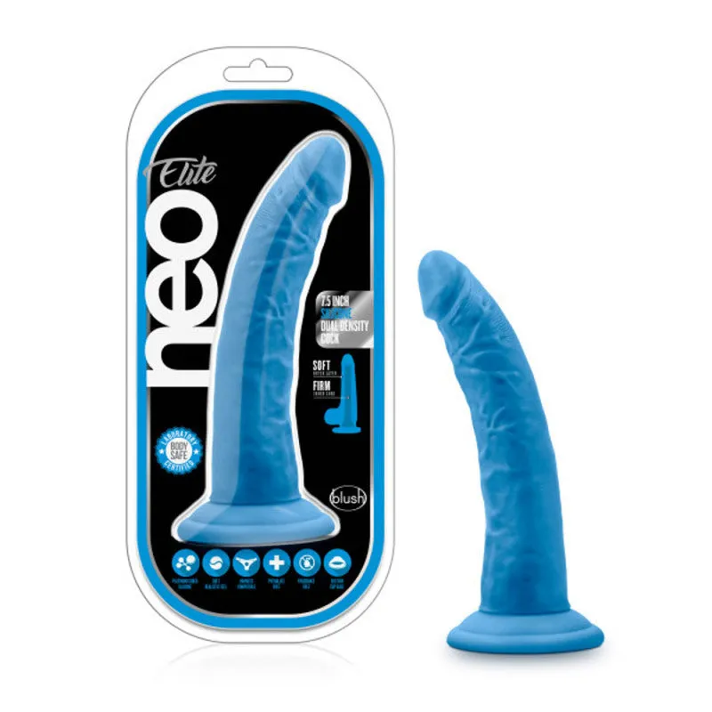 Neo Elite - 7.5 Inch Silicone Dual Density  - Neon Blue