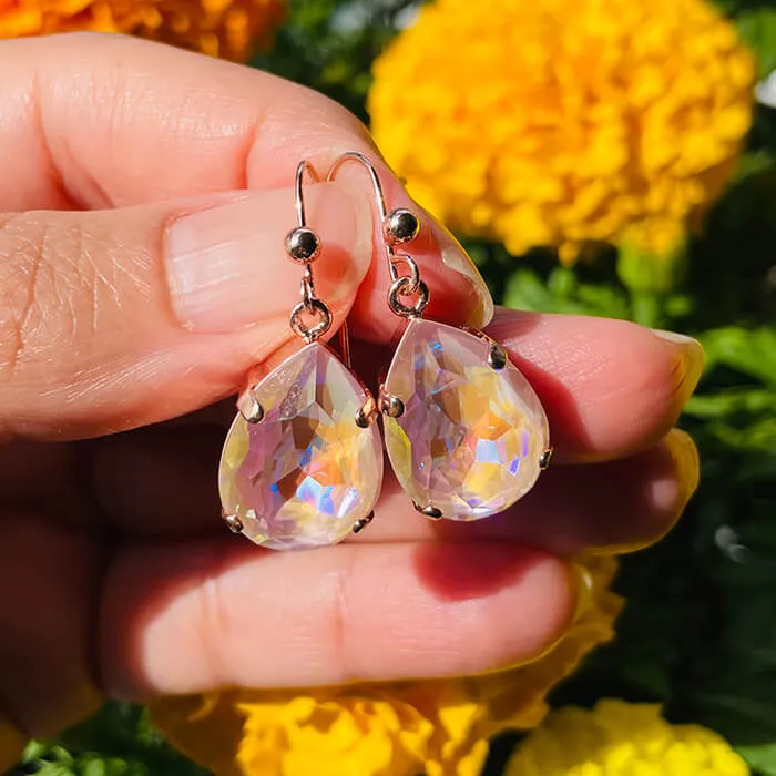 Nikki Pink Swarovski Drop Earrings