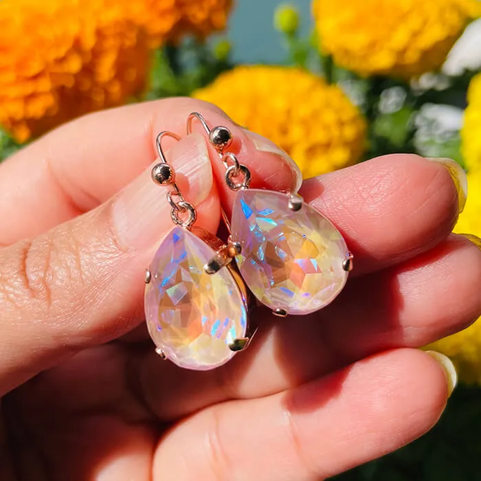 Nikki Pink Swarovski Drop Earrings