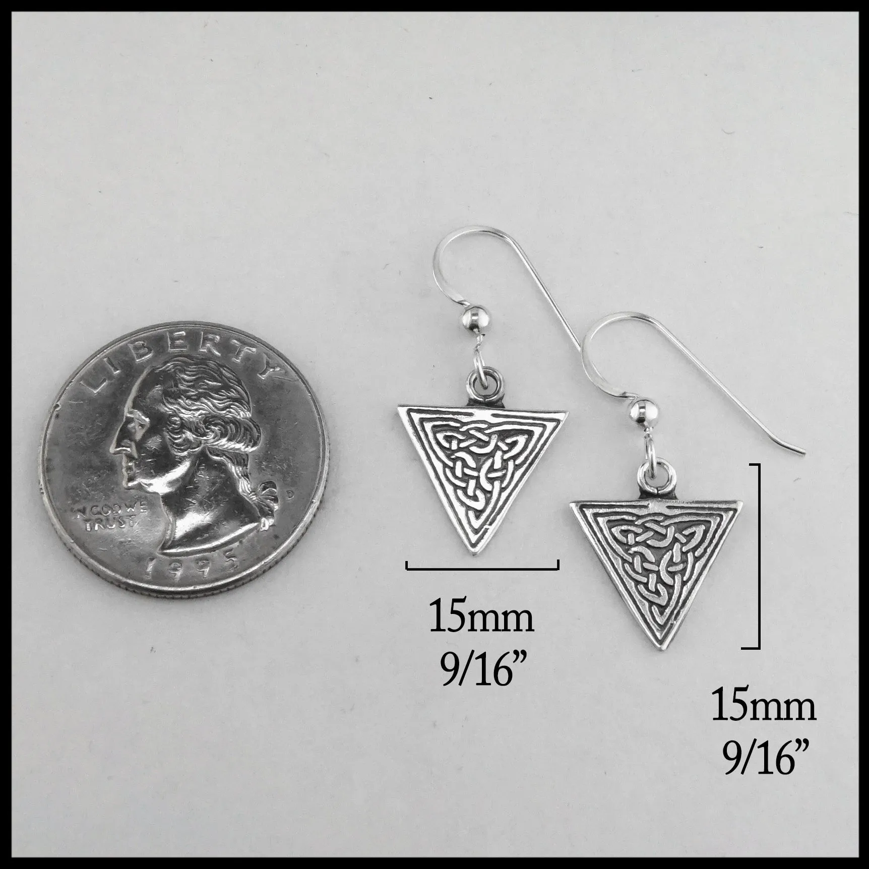 Ornate Triangle Celtic Knot Earrings