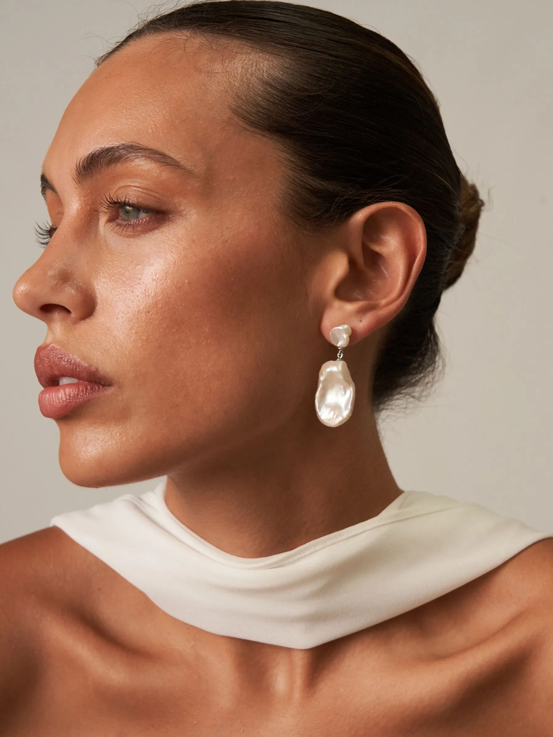 Ottilie | Large Keshi Pearl Drop Earrings