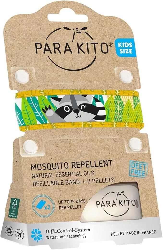PARA'KITO Bracelets for Kids | Mosquito Spray Alternative | Waterproof, Outdoor Wristband | Hiking, Trekking & Camping Accessories (Raccoon)